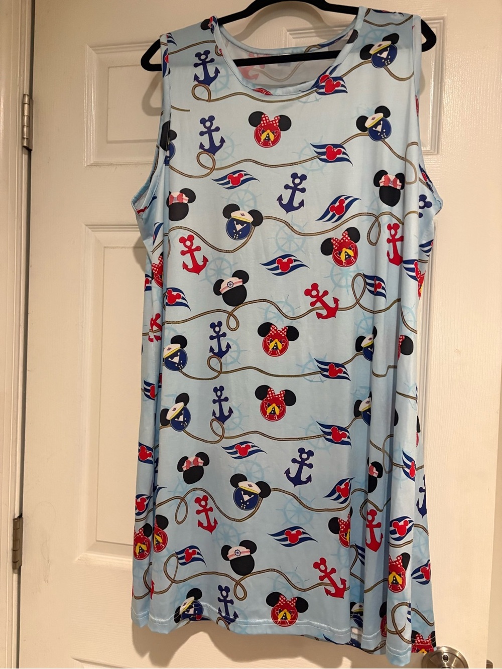 Mickey and DCL Logo Light Blue Nautical Print Sleeveless Dress